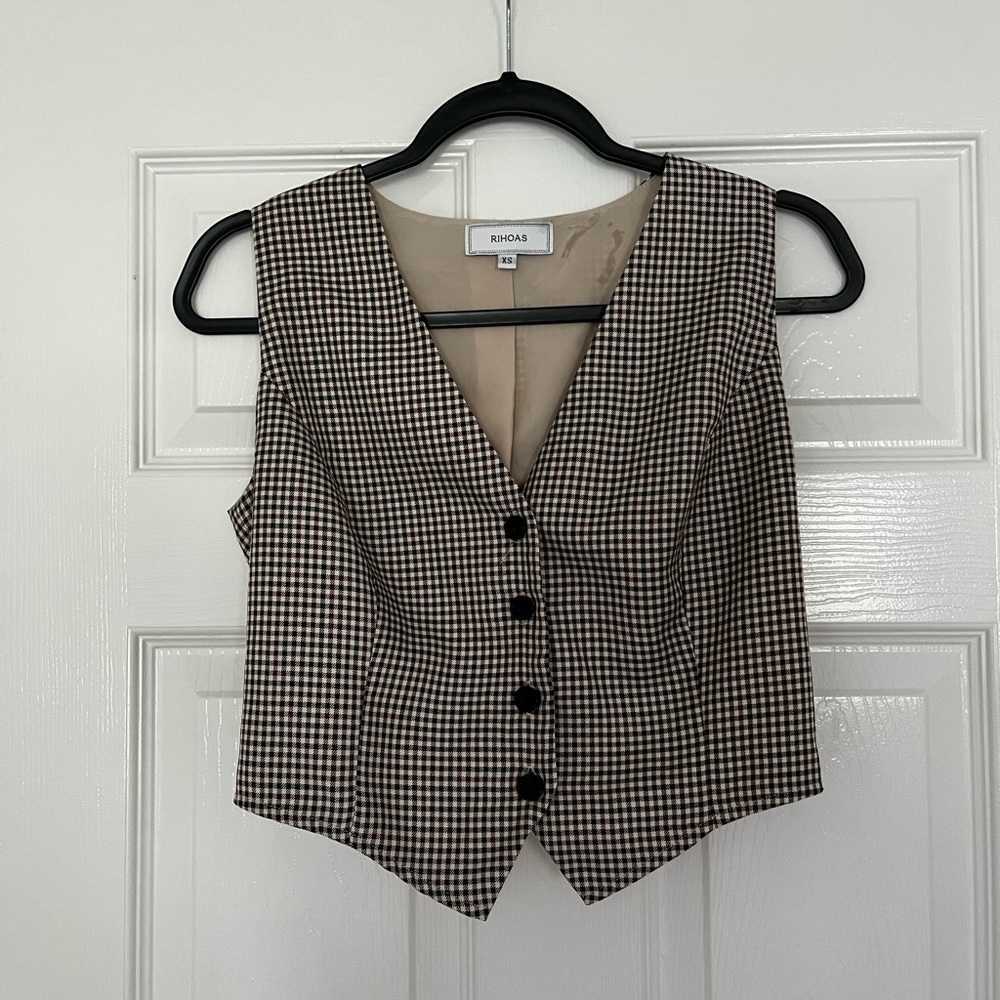 RIHOAS Plaid Single Breasted Vest, XS